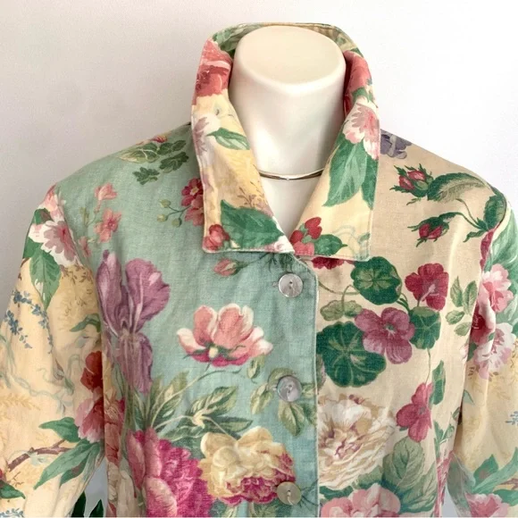 b l o o m :: Vintage Floral Cottagecore Slouchy Canvas Jacket - Picture 11 of 14